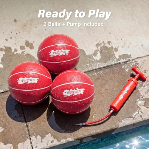 Miniatura 6 de GoSports Balones de baloncesto para piscina, paquete de 3, ideales para aros de baloncesto flotantes de agua, elige pelotas de baloncesto rojas