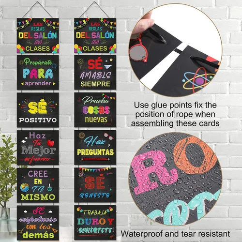 Miniatura 3 de Faccito Letrero motivacional para decoración de aula en español, cartel positivo para porche, letrero inspirador para puerta, decoración de pared