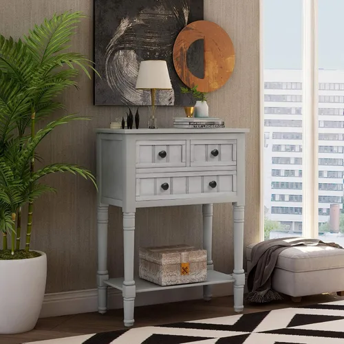 Miniatura 11 de Knocbel Mesa consola estrecha con 3 cajones de almacenamiento y estante inferior, mesa de sofá delgada para espacios pequeños, fácil montaje Espresso
