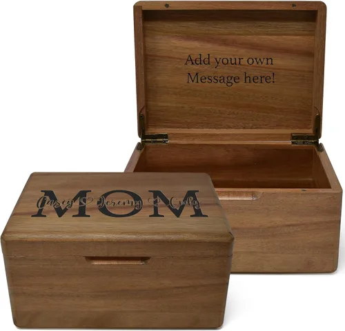 Miniatura 37 de Caja de madera grabada personalizada grande – Caja de recuerdo de madera de acacia con mensaje oculto personalizado, cajas de memoria de nogal
