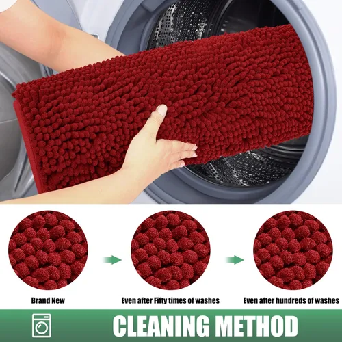 Miniatura 8 de IM HOME Felpudo absorbente de felpilla para exteriores, 36 x 24 pulgadas, lavable, tapete para puerta de perro, antideslizante, tapete para Rojo