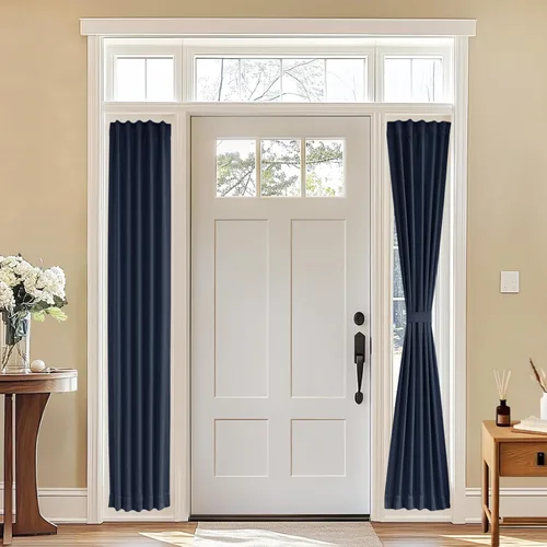 Miniatura 41 de Vatge - Cortinas autoadhesivas para puerta francesa, tratamiento de ventana con filtro de luz sin varillas ni perforaciones para puertas de cristal