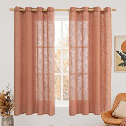 Miniatura 214 de LAMIT Cortinas de lino sintético para dormitorio, paneles filtrantes de luz, cortinas de lino con protección de privacidad con ojales para ventanas