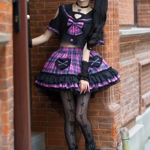Miniatura 4 de ZZEQYG Sweet Cool - Falda de dos piezas con diseño de rock punk