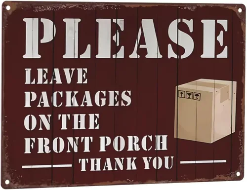 Miniatura 19 de Letrero de metal rústico vintage de 8 x 12 pulgadas – Please Leave Packages Here with Finger Flecha Retro Advertencia, Cita, Decoración de pared
