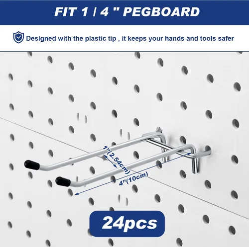 Miniatura 2 de Coume Pegboard - Gancho recto de doble brazo para garaje, organizador de pared, ganchos para tablero de clavijas, ganchos para herramientas