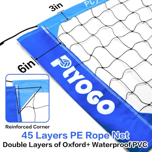 Miniatura 4 de Red de voleibol para patio trasero, juego de red de voleibol profesional portátil al aire libre resistente con postes de aluminio ajustables, diseño
