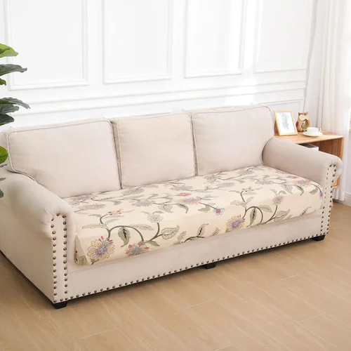 Miniatura 7 de hyha Fundas de cojín estampadas para sofá, fundas florales lavables para sofá de 3 cojines, fundas elásticas para cojines de exteriores para muebles