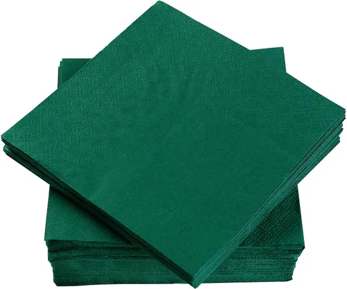 Miniatura 3 de 100 paquetes de servilletas de cóctel de 2 capas, servilletas de postre plegadas de 5 x 5 pulgadas, servilletas desechables para cena, boda, Verde