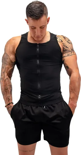 Miniatura 2 de FUXERT Chaleco de sauna para hombre, camiseta sin mangas para entrenamiento, entrenamiento de cintura, chaleco de compresión para mejorar el sudor