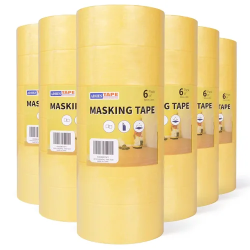 Miniatura 9 de ADHES - Cinta adhesiva amarilla para pintores, 0.7 pulgadas x 55 yardas x 6 rollos, cinta segura para pared sin residuos para pintura de pared