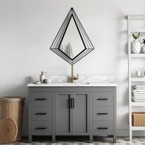 Uniquewise Uniquewise- Espejo moderno decorativo con forma de diamante en forma de diamante de 27 pulgadas de alto para montar en la pared, un