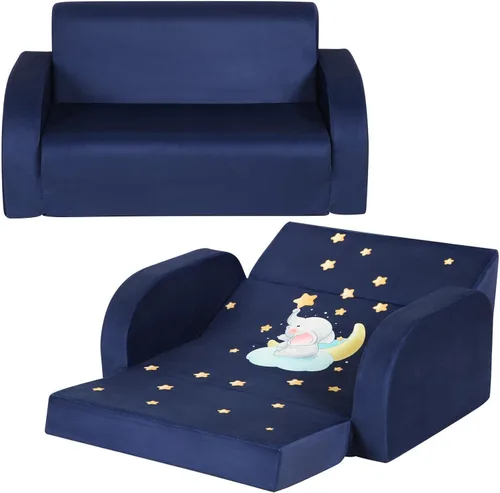 Miniatura 7 de MOMCAYWEX Sofá para niños, sofá abierto 3 en 1, cómodo tumbona para niños, tela de terciopelo, gris