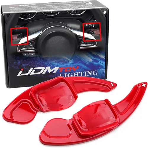 Miniatura 7 de iJDMTOY Patrón de fibra de caron forjada/estilo extensiones de paleta grandes compatibles con Volkswagen MK6 Golf/GTI CC Tiguan Touareg Beetle Jetta