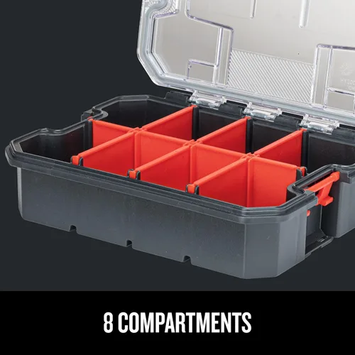 Miniatura 6 de CRAFTSMAN VERSASTACK Organizador de almacenamiento, organizador de piezas pequeñas, 8 compartimentos, tapa incluye pestillo seguro (CMST17827)