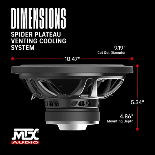 Miniatura 3 de MTX TN10-04 Subwoofer individual 4-OHM de 10 pulgadas 150 vatios RMS negro