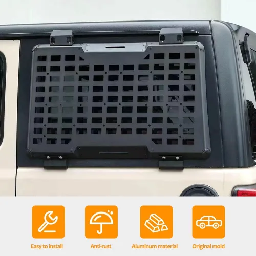 Miniatura 5 de Kit de panel lateral MOLLE para ventana trasera con almacenamiento, decoración protectora para la ventana trasera para Jeep Wrangler 2018-2025 JL
