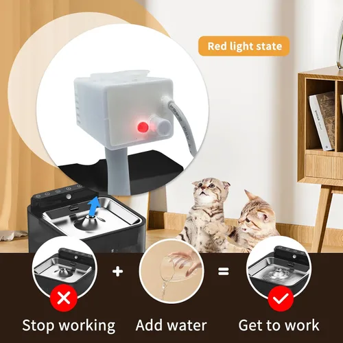 Miniatura 4 de Fuente de agua inalámbrica para gatos, funciona con pilas, fuentes de agua para gatos en interiores, bomba extraíble de 108 oz/3.2 L, sensor