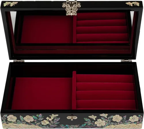 Miniatura 6 de February Mountain Joyero grande de nácar con bandeja para anillos, regalos únicos hechos a mano para mujeres, caja decorativa de recuerdo de concha
