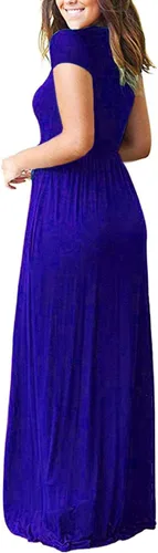 Miniatura 4 de Auselily - Vestidos de mujer, largos, manga corta, holgados, de estilo sencillo e informal