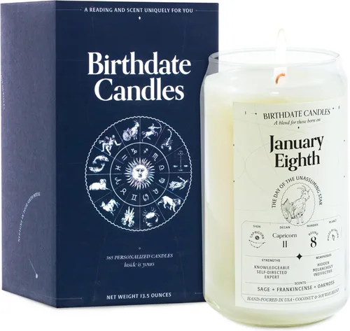 Miniatura 192 de Velas con fecha de nacimiento, 28 de octubre, velas perfumadas del zodiaco de Escorpio, regalo de cumpleaños, aroma a bergamota, canela y caoba