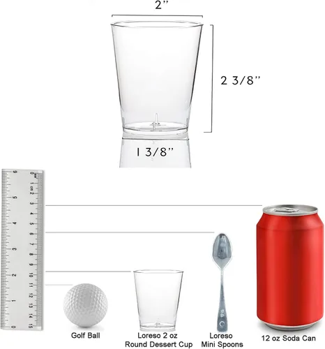 Miniatura 5 de Mini tazas de postre de 2 onzas, 96 unidades, vasos redondos de plástico transparente para fiestas, cuencos de postre pequeños de plástico, tazas