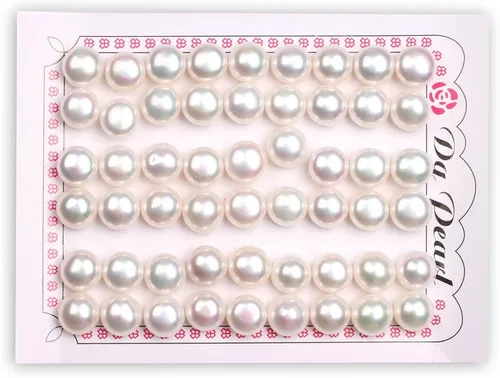 Miniatura 3 de 27 pares de perlas cultivadas de agua dulce de grado AAA de 0.394 pulgadas (0.394 in), color gris medio perforado para hacer aretes y joyas (blanco)