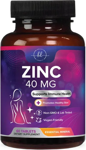 Suplementos de zinc de 40 mg – Apoyo inmunológico de alta potencia y suplemento antioxidante – El mejor suplemento de zinc para la salud de la piel
