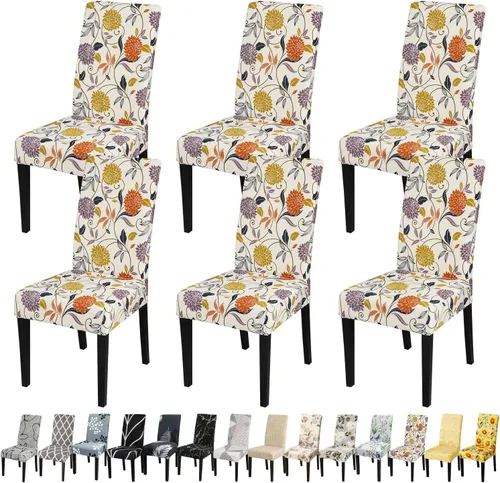 Miniatura 141 de JQinHome Juego de 8 fundas para sillas de comedor, fundas de alta elasticidad extraíbles y lavables, fundas protectoras de asiento para silla