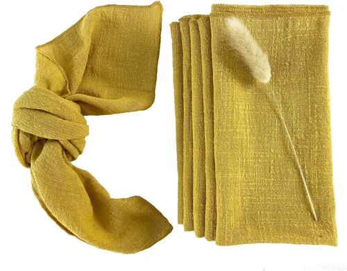 Miniatura 8 de Servilletas de tela de gasa de estopilla, paquete de 6 servilletas de 16 x 16 pulgadas, 100% algodón suave natural, para bodas, fiestas, familia