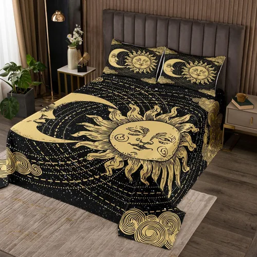 Miniatura 20 de Erosebridal Juego de colcha de teñido anudado arcoíris, juego de ropa de cama bohemio de calavera de la muerte, juego de ropa de cama tamaño King