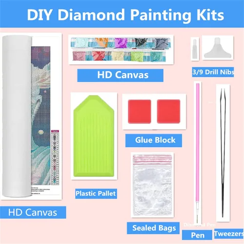 Miniatura 6 de Kits de pintura de diamantes 5D, nieve de invierno, arte de diamantes para niños, pintura por número para adultos, 40 x 60 pulgadas, taladro Broca