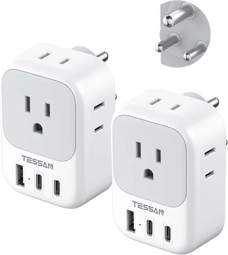 Miniatura 13 de Paquete de 2 adaptadores de enchufe de viaje europeos (sin conversión de voltaje), TESSAN adaptador de enchufe de EE. UU. a Europa con 4 tomas