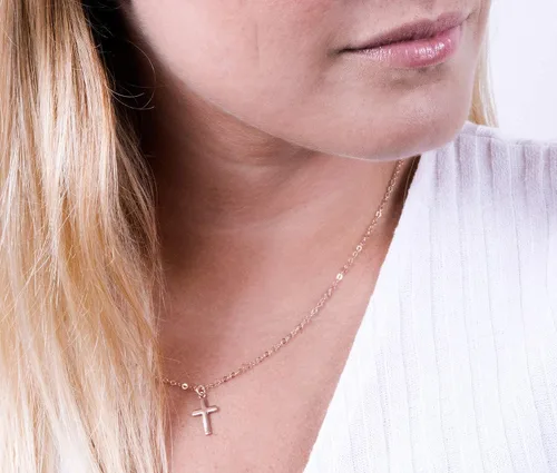 Miniatura 20 de Collar de cruz de oro para mujer, collares con colgante de cruz minimalista, longitud de 16 a 18 pulgadas, joyería cristiana hecha a mano, regalo