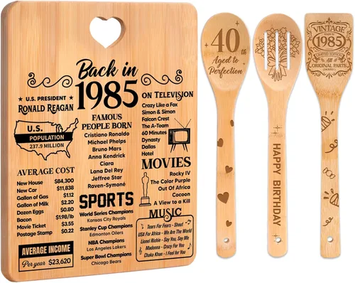 Miniatura 39 de Regalos de cumpleaños número 30 para mujeres – Regalos de cumpleaños número 30 para hombres, tabla de cortar, hecha de bambú grabada "Year 1995 News