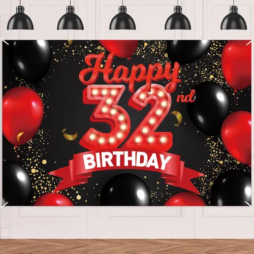 Miniatura 45 de Cartel de feliz cumpleaños 15 color rojo y negro, decoración temática de globos para niñas y mujeres, princesas de 15 años, fiesta de cumpleaños