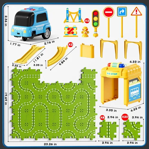 Miniatura 4 de Juego de pista de carreras de rompecabezas grande de 2 niveles para niños de 3 a 5 años, juego de pistas de rompecabezas, juguetes de pistas