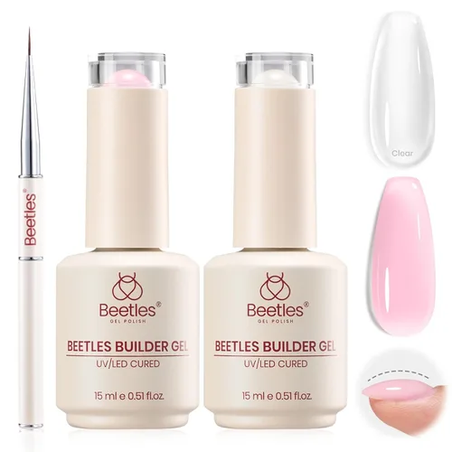 Miniatura 21 de Beetles Gel Constructor para Uñas, 3 Piezas de Gel Constructor de Uñas Transparente con Base y Capa Superior para Fortalecimiento de Uñas