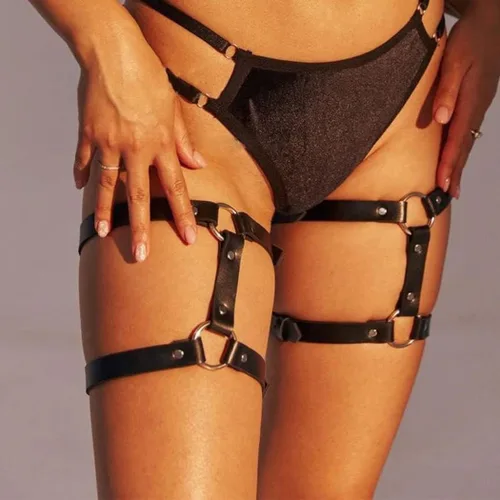 Miniatura 5 de Yovic Punk Body Chain Leather Leg Chain Sexy Harness Layered Waist Chain Rave Nightcup Party Body Accessory for Women and Girls
