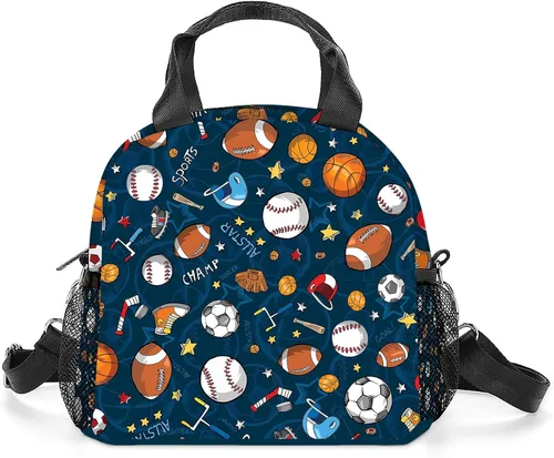 Miniatura 10 de Bolsa de almuerzo de fútbol con aislamiento, bolsa de comida de gran capacidad para niños, mujeres y hombres, bolsa enfriadora, impermeable, correa