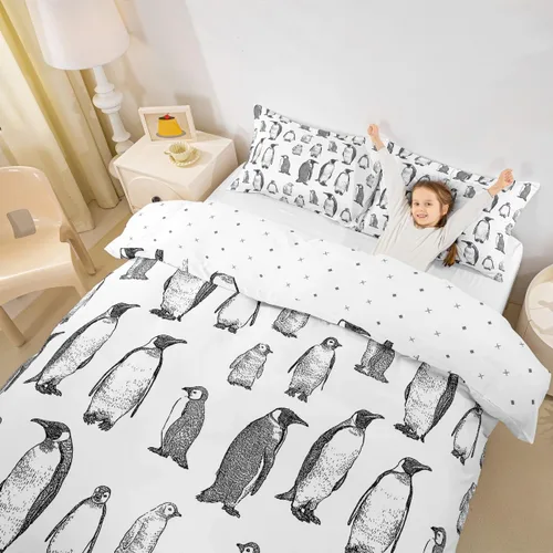 Miniatura 2 de Erosebridal Funda de edredón de pingüino, tamaño matrimonial, funda de edredón de animales antárticos para habitación de niños, niñas, adolescentes