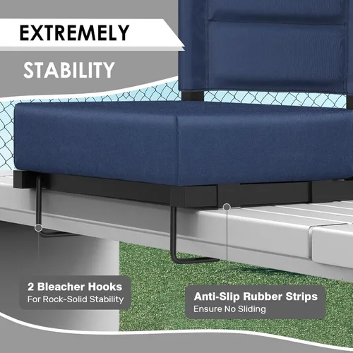 Miniatura 4 de Stadium Seats with Back Support,Bleacher Chairs with Cushion, Portable Folding Stadium Chair with Removable Cushion and Large Pocket for School