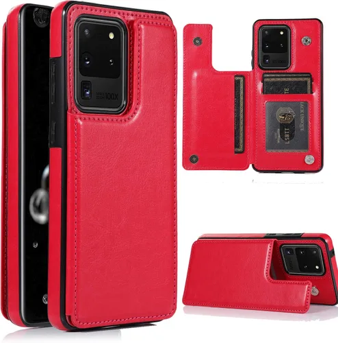 Miniatura 10 de ZYZX Funda tipo cartera para Samsung Galaxy S20 Ultra (no S20), funda con tapa de piel sintética con tarjetero a prueba de golpes funda protectora