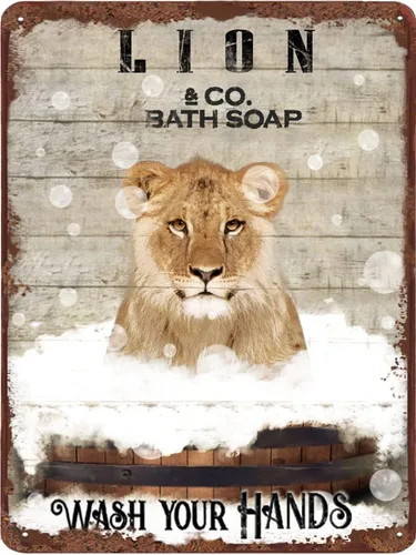 Miniatura 13 de Cartel de metal divertido de jirafa para baño, diseño retro de cabra para pared, póster de inodoro con texto "Wash Your Hooves", letrero de hojalata
