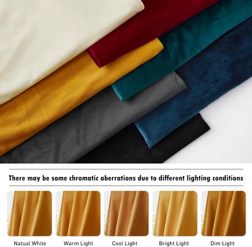 Miniatura 7 de RYB HOME Cortinas de terciopelo dorado de 102 pulgadas, pestaña trasera, tela suave para oscurecer la habitación, aislamiento térmico, cortinas