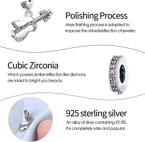 Miniatura 5 de Pandach Dijes de plata de ley 925 para pulseras y collares, colgantes de mariposa y auriculares, dijes de trébol, joyería de regalo para mujeres