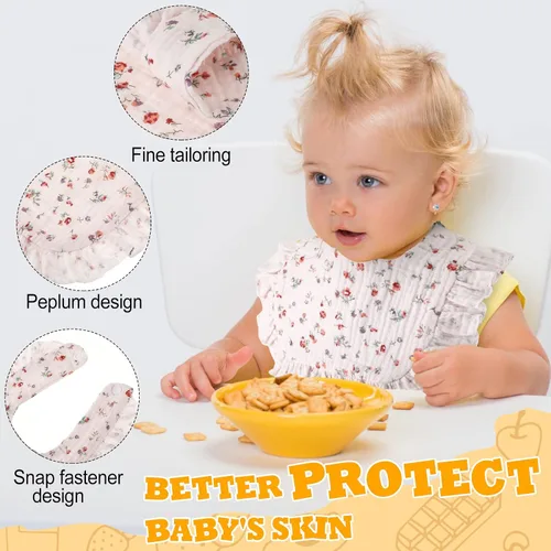 Miniatura 3 de Mepase 10 baberos grandes de muselina para bebé, baberos de dentición, hombros para dentición de niños y niñas (colores elegantes)