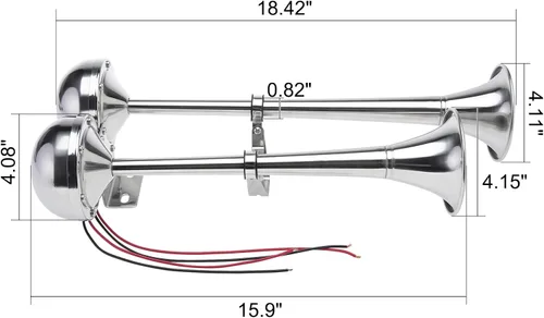 Miniatura 2 de NovelBee Bocina de trompeta doble de acero inoxidable de 12 V, bocina eléctrica de barco marino de 125 db para barco, camión, remolque RV