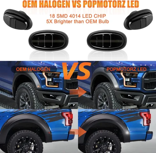 Miniatura 4 de POPMOTORZ Conjunto de 4 Luces LED Marcadoras Laterales de Guardabarros, 2 Luces Blancas de Extensiones de Guardabarros Delanteros y 2 Lámparas