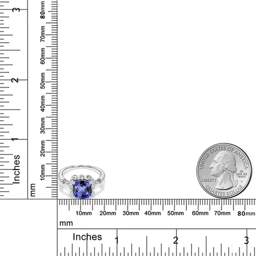 Miniatura 135 de Gem Stone King Anillo de compromiso de plata de ley 925 de 0.315 in con piedra natal y zafiro blanco creado Anillo de compromiso de boda